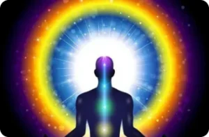 A person meditating for awakening his chakra points and to energize the spiritual power by supreme therapy